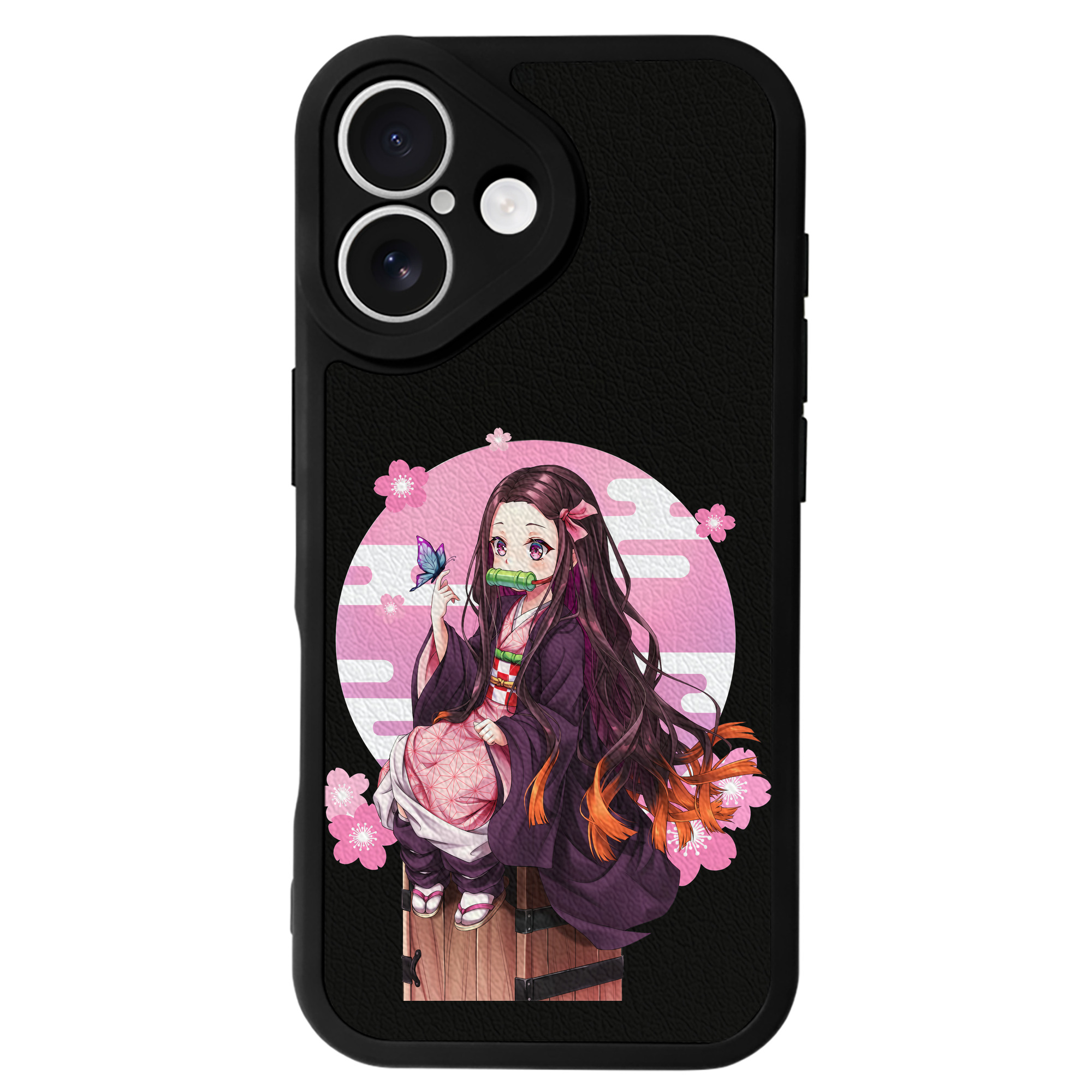 （画像用） 鬼滅の刃（きめつのやいば）竈門 禰󠄀豆子／かまど ねずこ Kamado Nezuko 【iPhone 16シリーズ対応】シリコンスマホケース（レザー調） 材質：シリコン